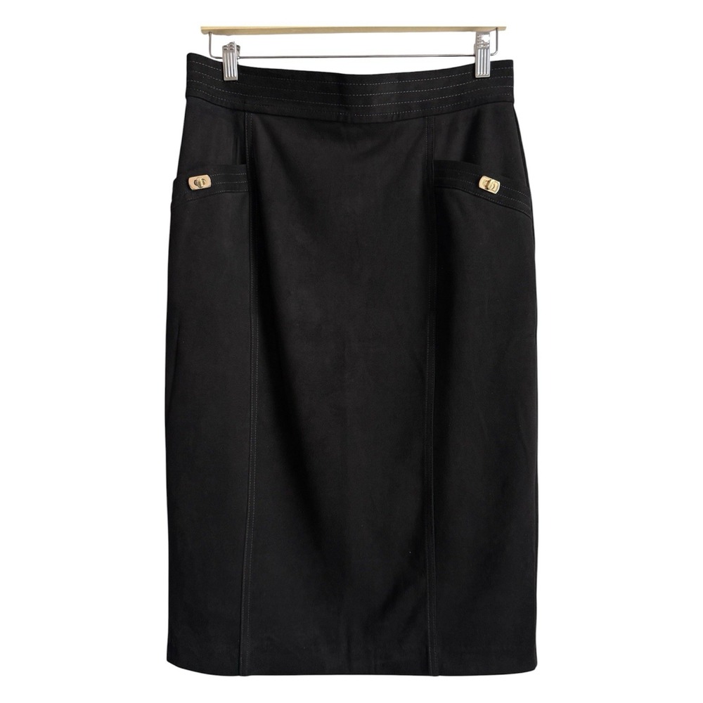 J. McLaughlin Rowena Pencil Skirt Sz‎ 10 Brown Faux Suede Career Old Money Luxe